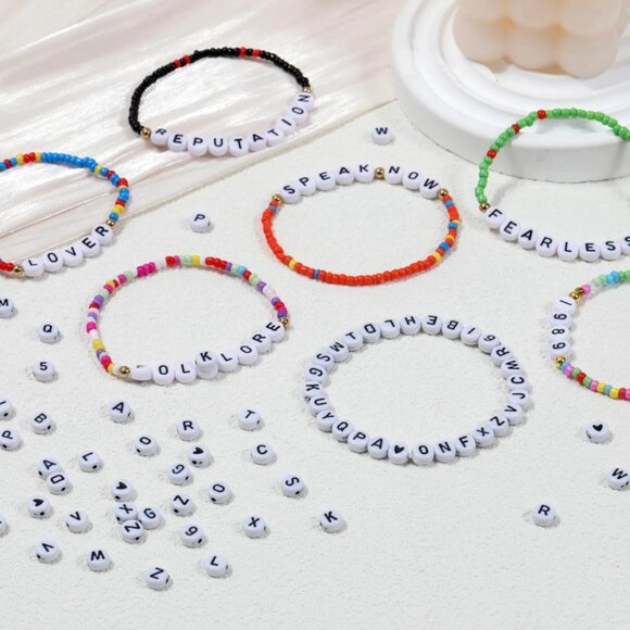 840Pcs Letter Beads, 28 Styles Friendship Bracelet Kit, 4X7 Mm Acrylic Alphabet - Picture 4 of 6